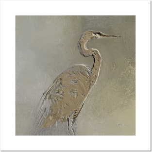 Metalic Blue Heron Posters and Art